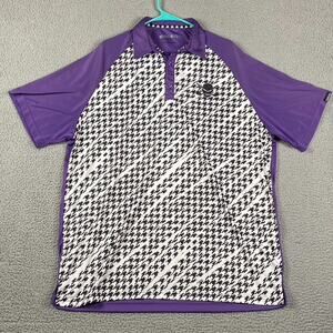 Tattoo Golf The Hounds Polo Shirt 3XL Purple Houndstooth Skull Golf Clubs Raglan